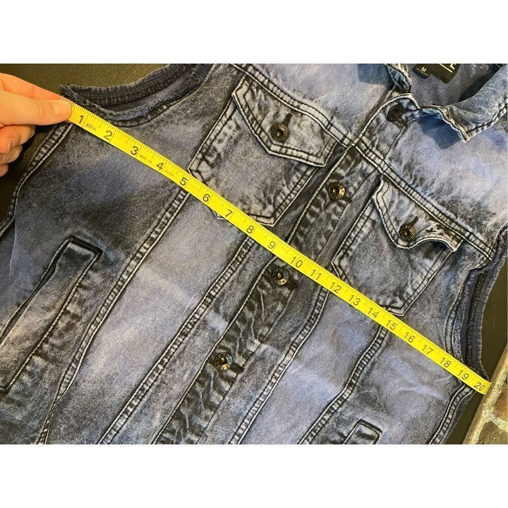 Xxx RUDE Blue Jean Jacket Vest 100% Cotton Size Medium - Picture 8 of 8